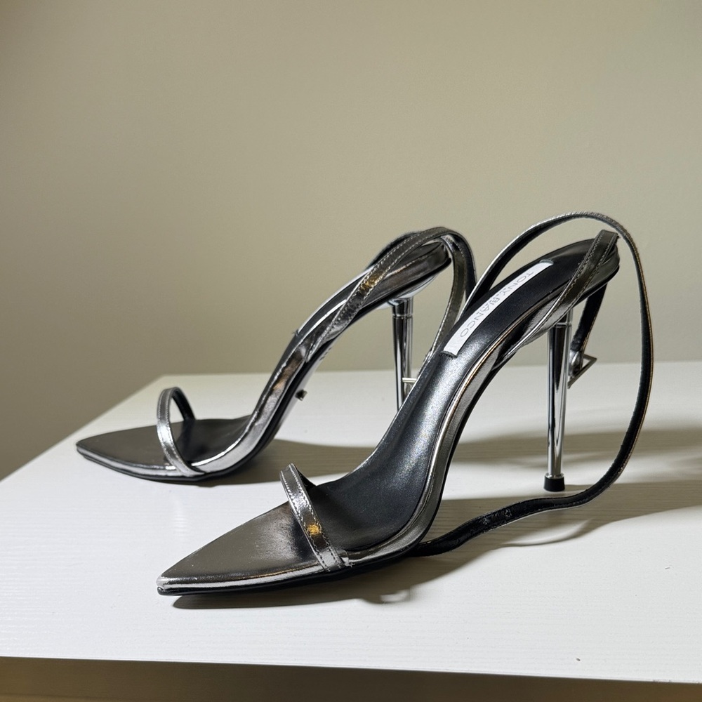Tony Bianco Metallic Silver Stiletto Slingback Heels